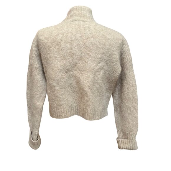 Los Angeles Atelier Beige Alpaca Blend Cropped Knit Mock Turtleneck Sweater Med‎ - Picture 3 of 6